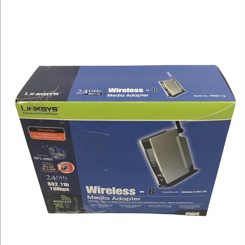 New LinkSys Wireless-B Media Adapter Model WMA11B 11Mbps 2.4 GHz With Opened Box